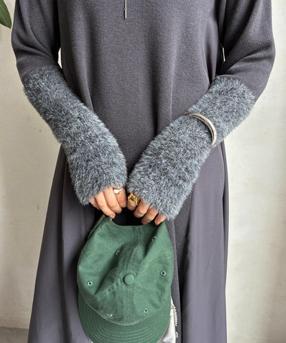 拼接雪紡長袖連衣裙