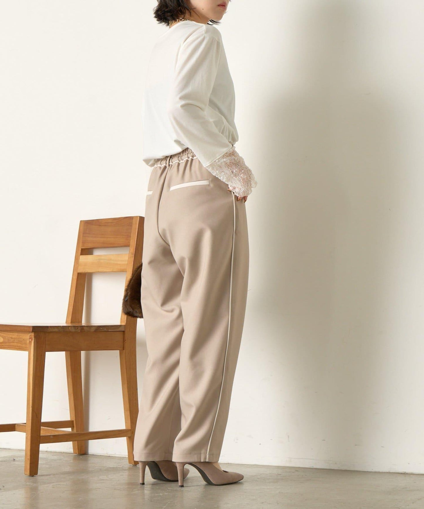 拼接裝飾錐形褲