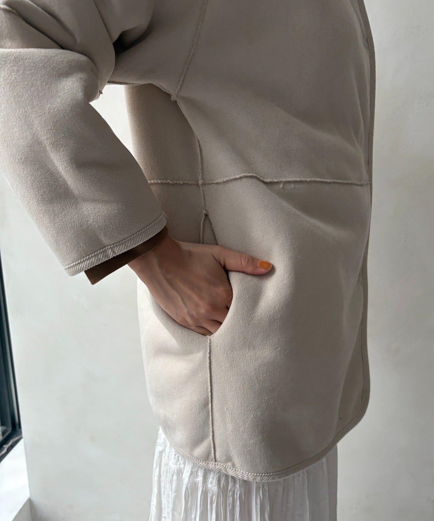 可雙面穿仿麂皮大衣