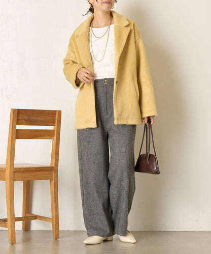 西裝領長毛呢大衣