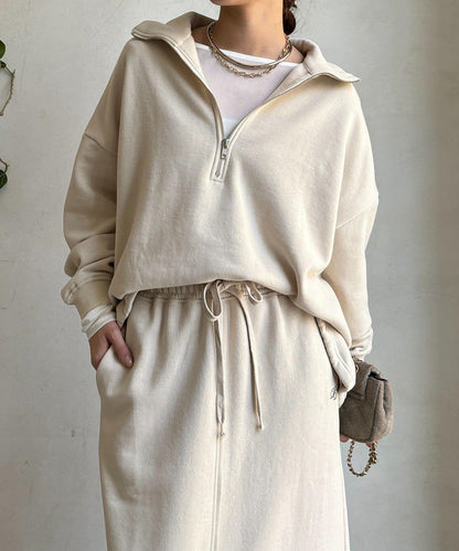 加絨抽繩半拉鍊套頭衫