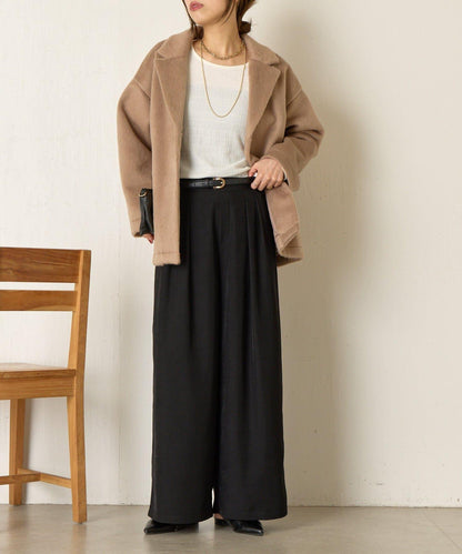 西裝領長毛呢大衣