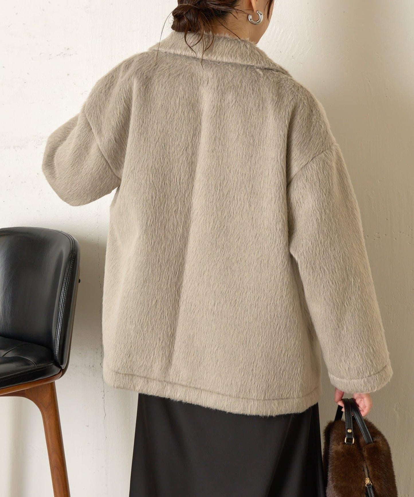 西裝領長毛呢大衣