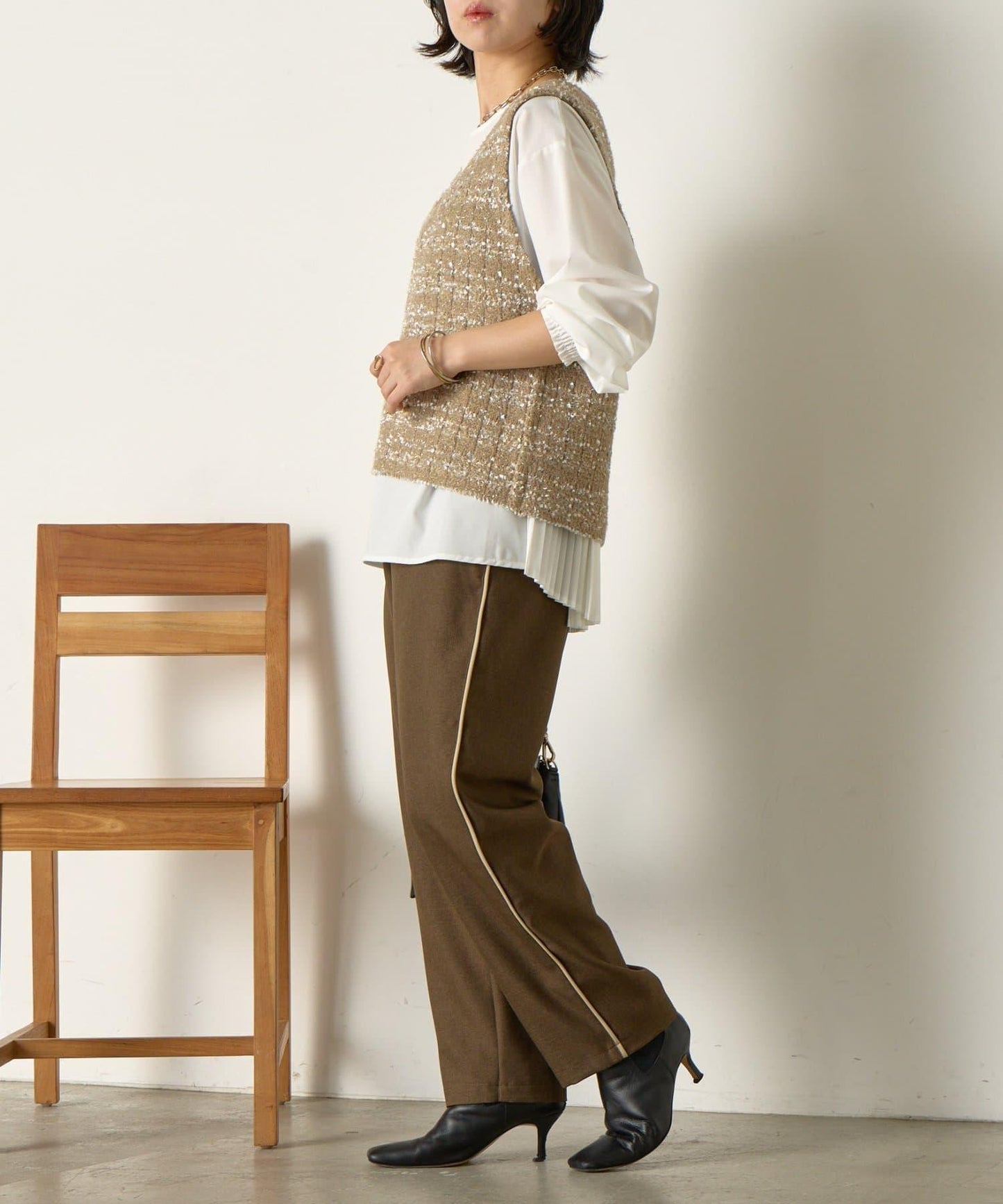 拼接裝飾錐形褲