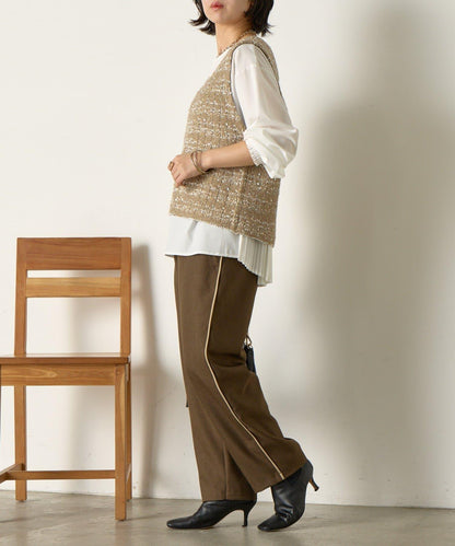 拼接裝飾錐形褲