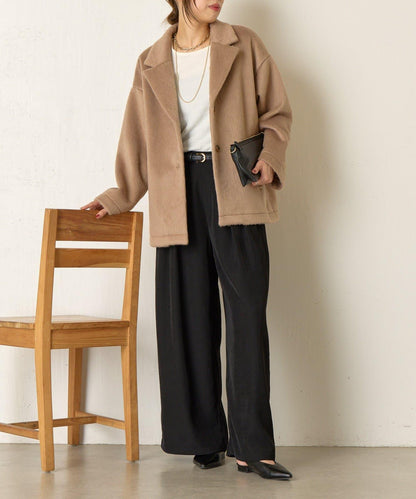 西裝領長毛呢大衣