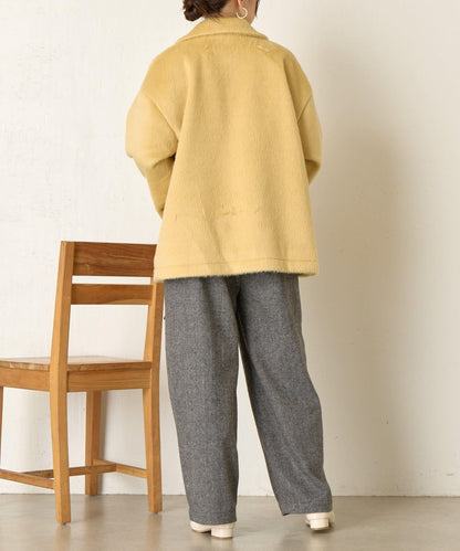 西裝領長毛呢大衣