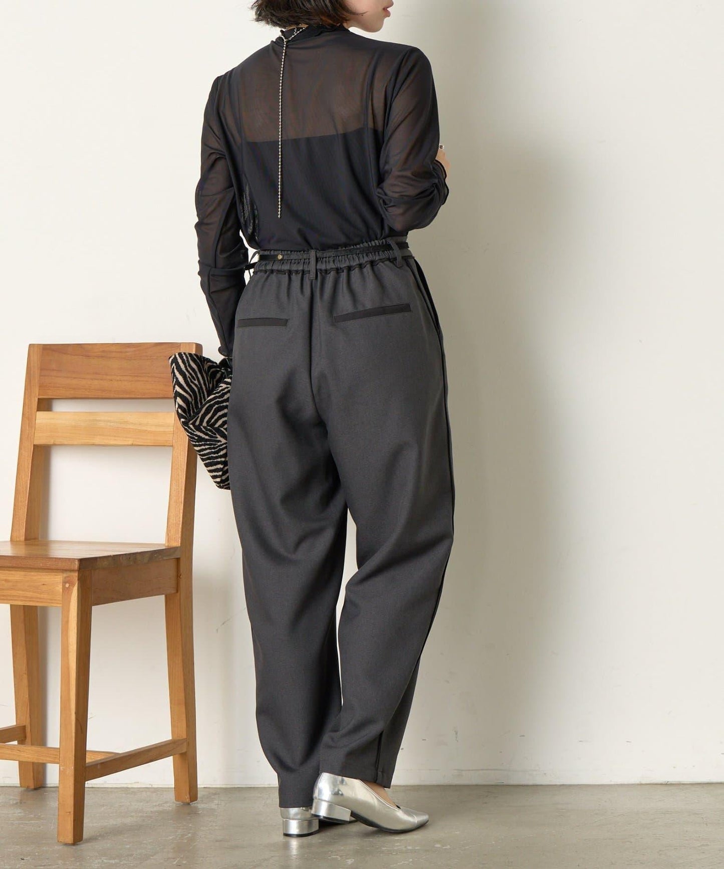 拼接裝飾錐形褲