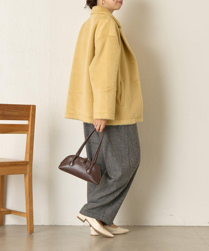 西裝領長毛呢大衣