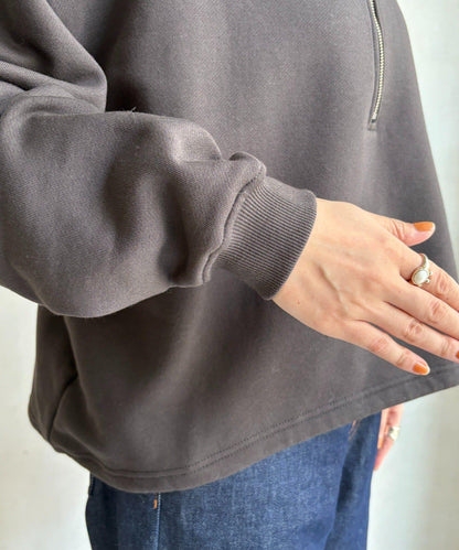 加絨抽繩半拉鍊套頭衫