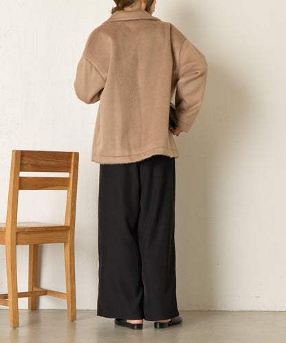 西裝領長毛呢大衣