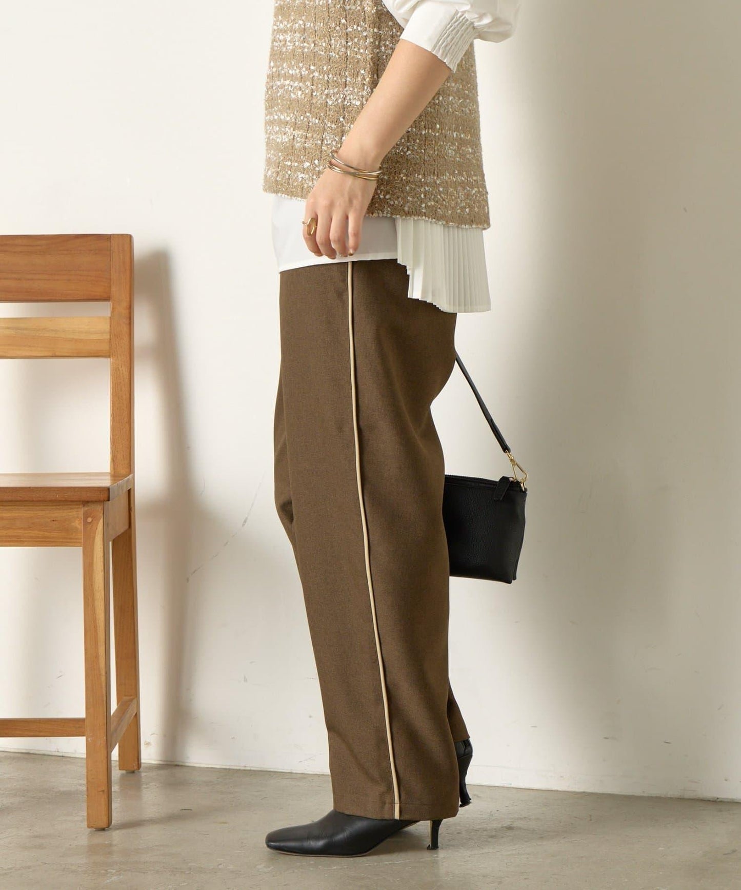 拼接裝飾錐形褲