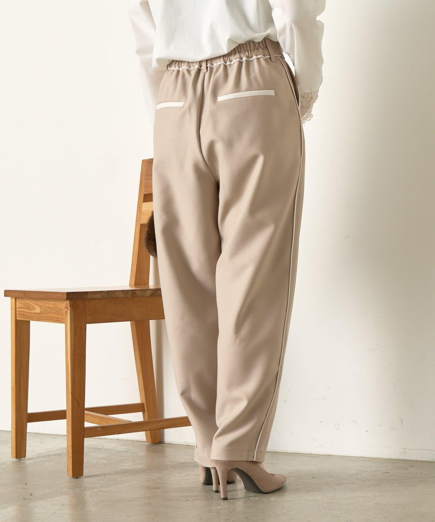 拼接裝飾錐形褲