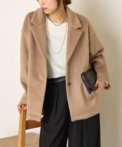 西裝領長毛呢大衣