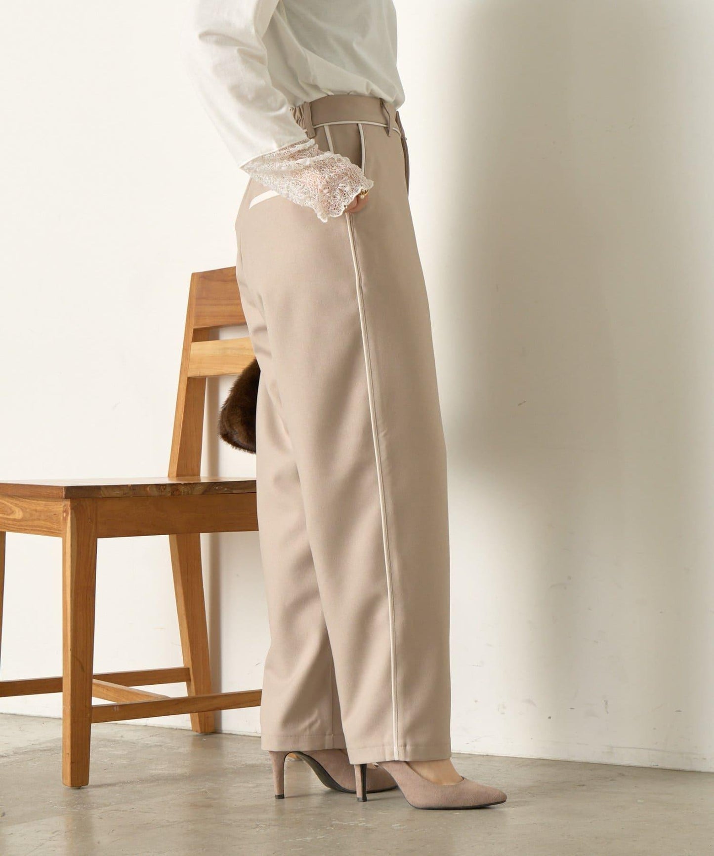 拼接裝飾錐形褲