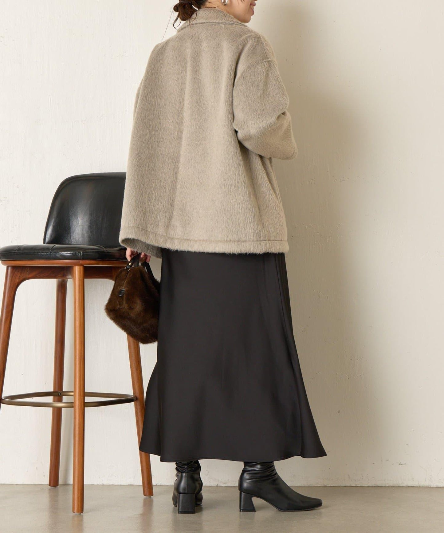 西裝領長毛呢大衣