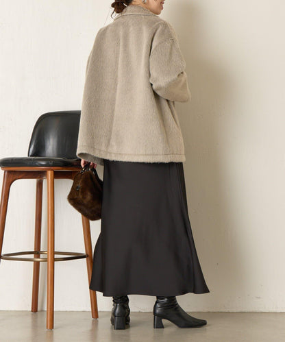 西裝領長毛呢大衣