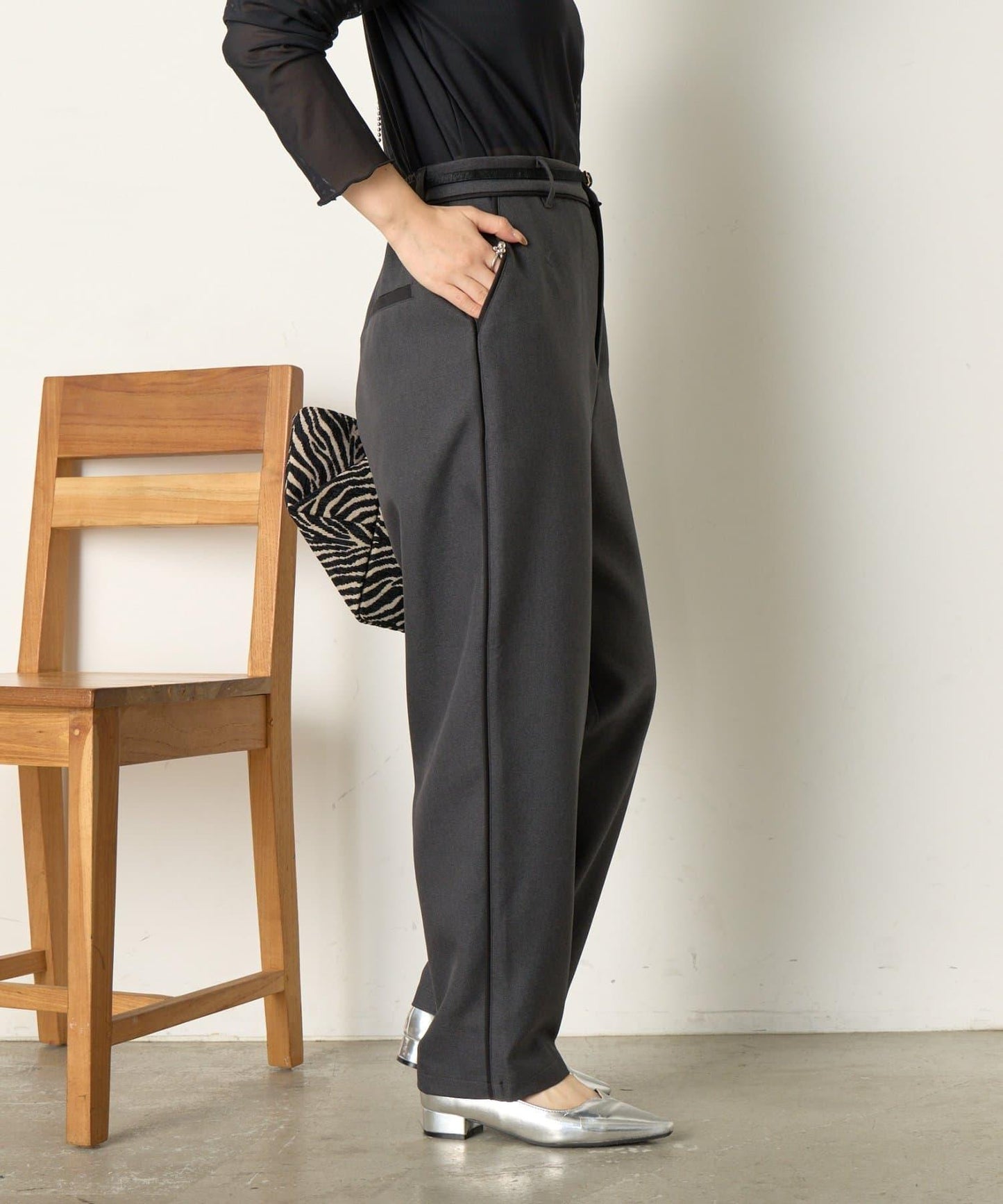 拼接裝飾錐形褲