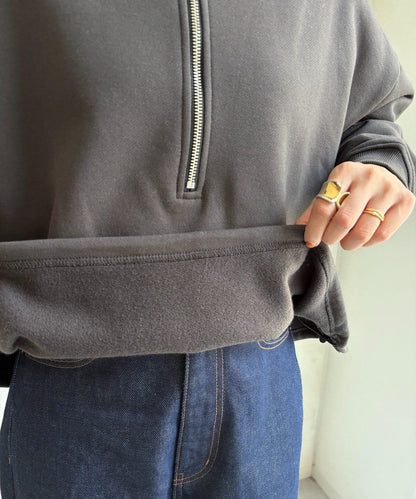 加絨抽繩半拉鍊套頭衫