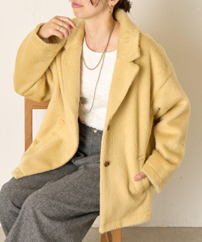 西裝領長毛呢大衣