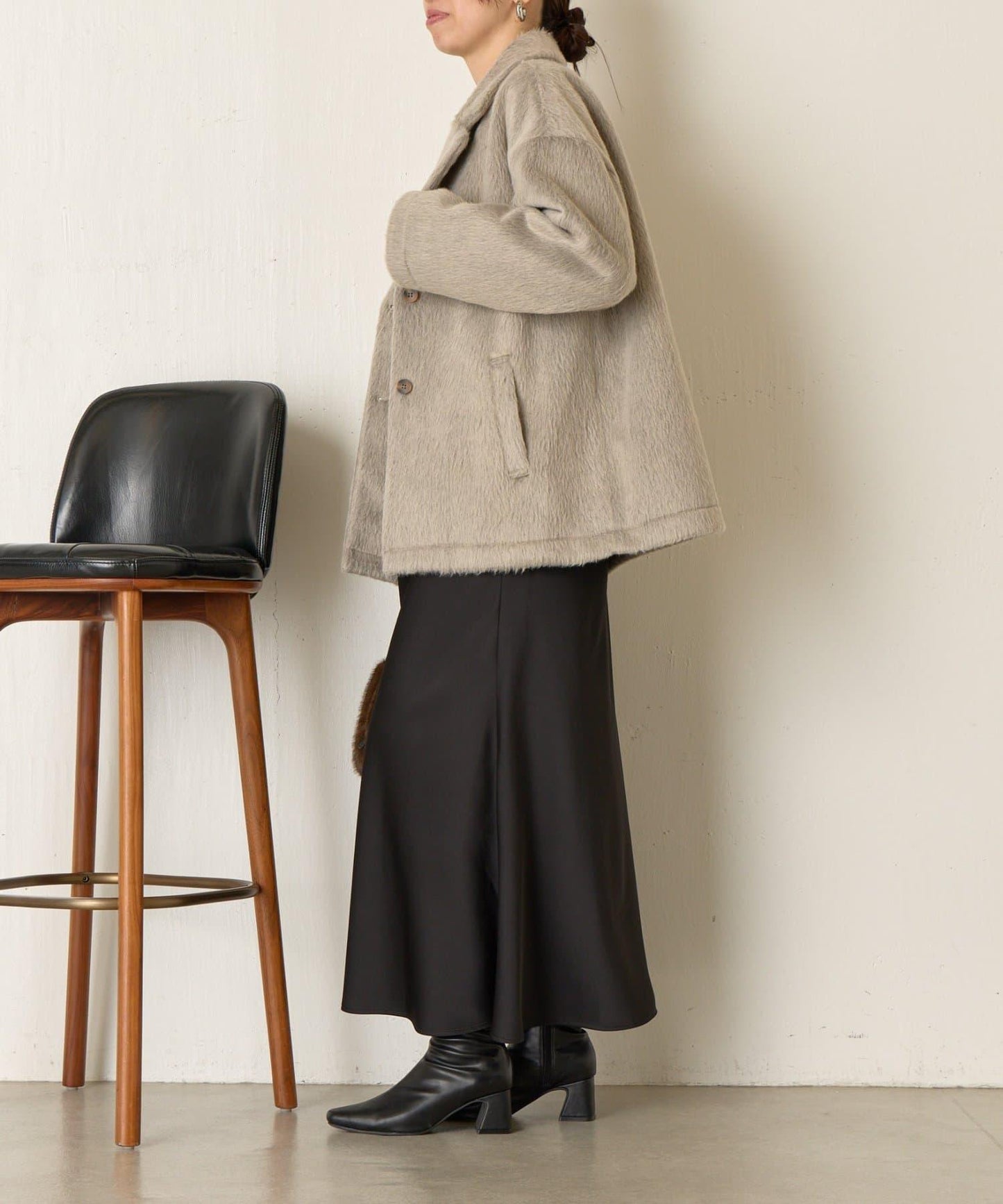 西裝領長毛呢大衣