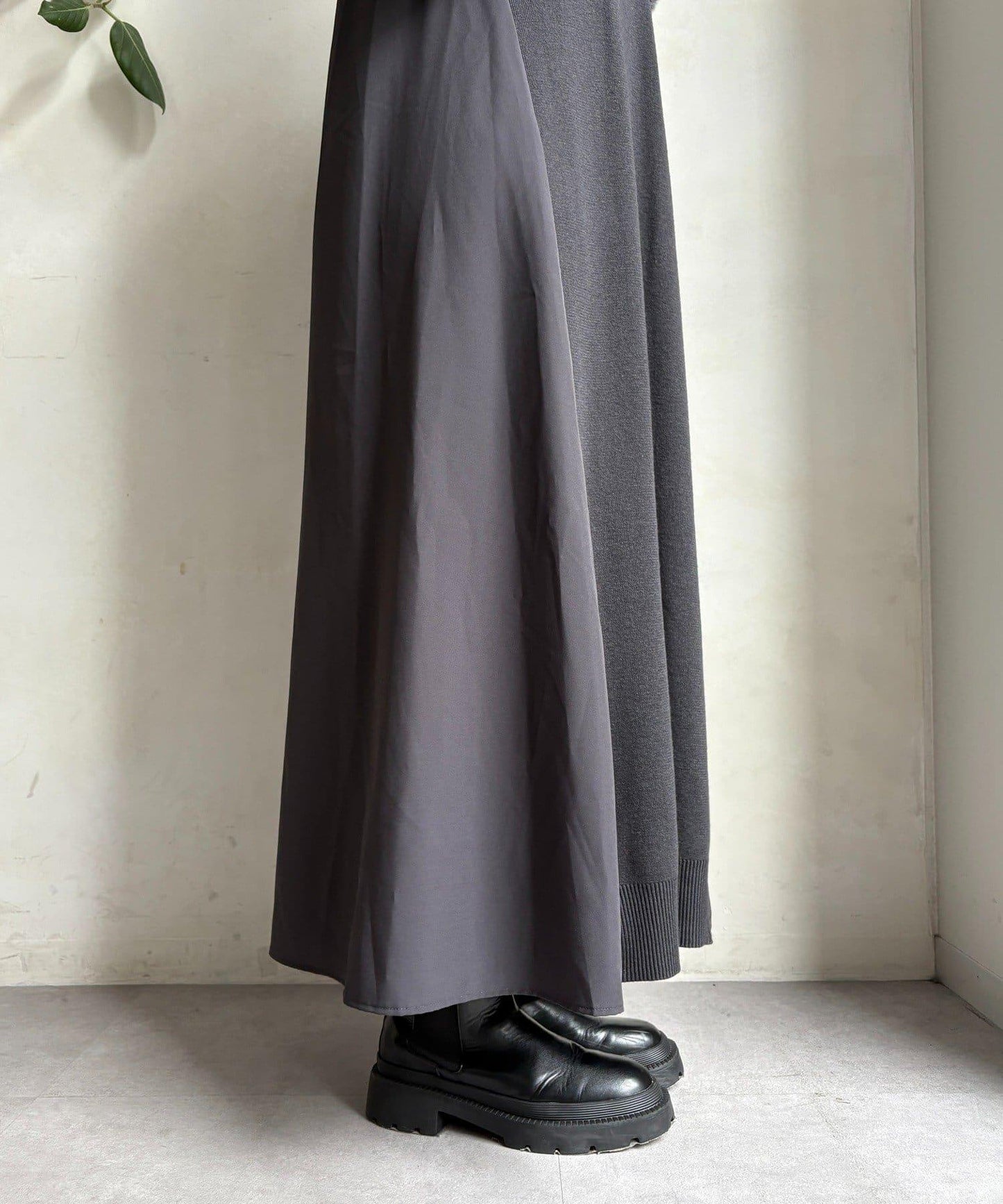 拼接雪紡長袖連衣裙