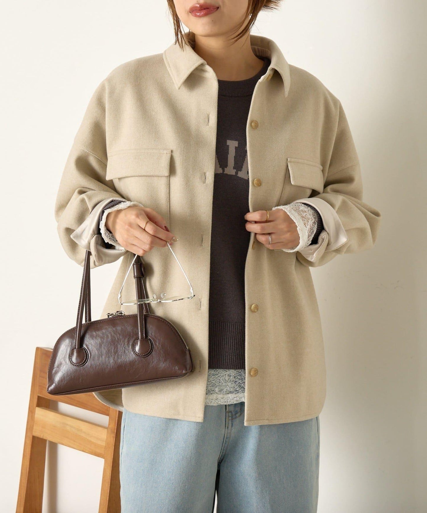 羊毛感寬鬆夾克