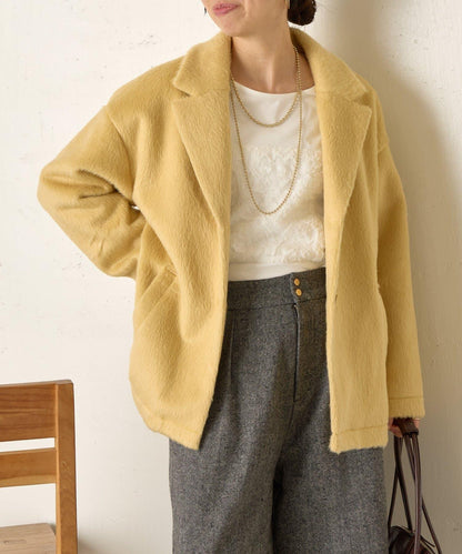 西裝領長毛呢大衣