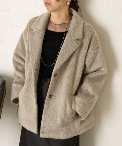 西裝領長毛呢大衣