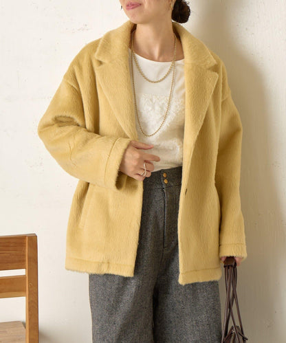 西裝領長毛呢大衣