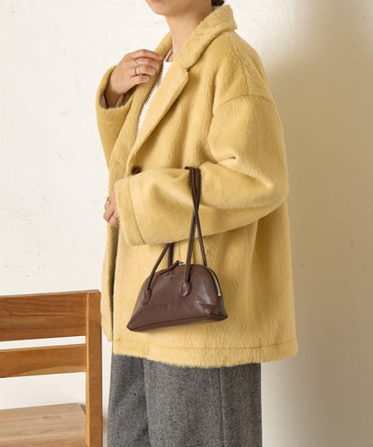 西裝領長毛呢大衣