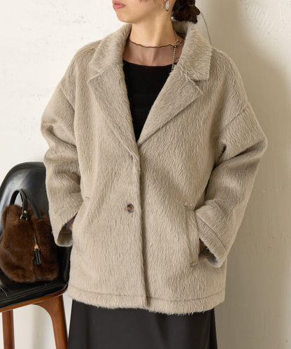 西裝領長毛呢大衣