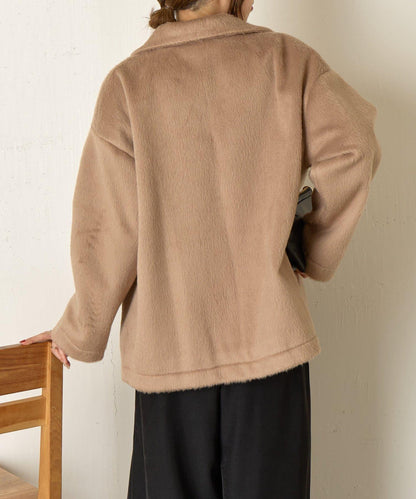 西裝領長毛呢大衣