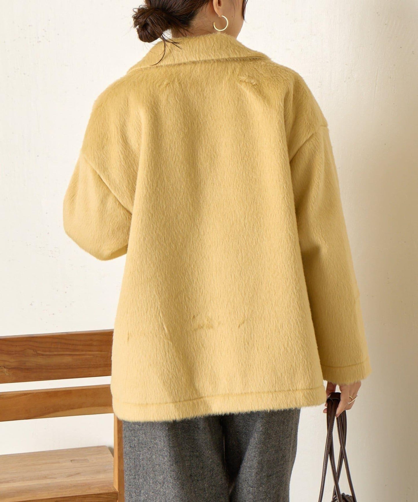 西裝領長毛呢大衣