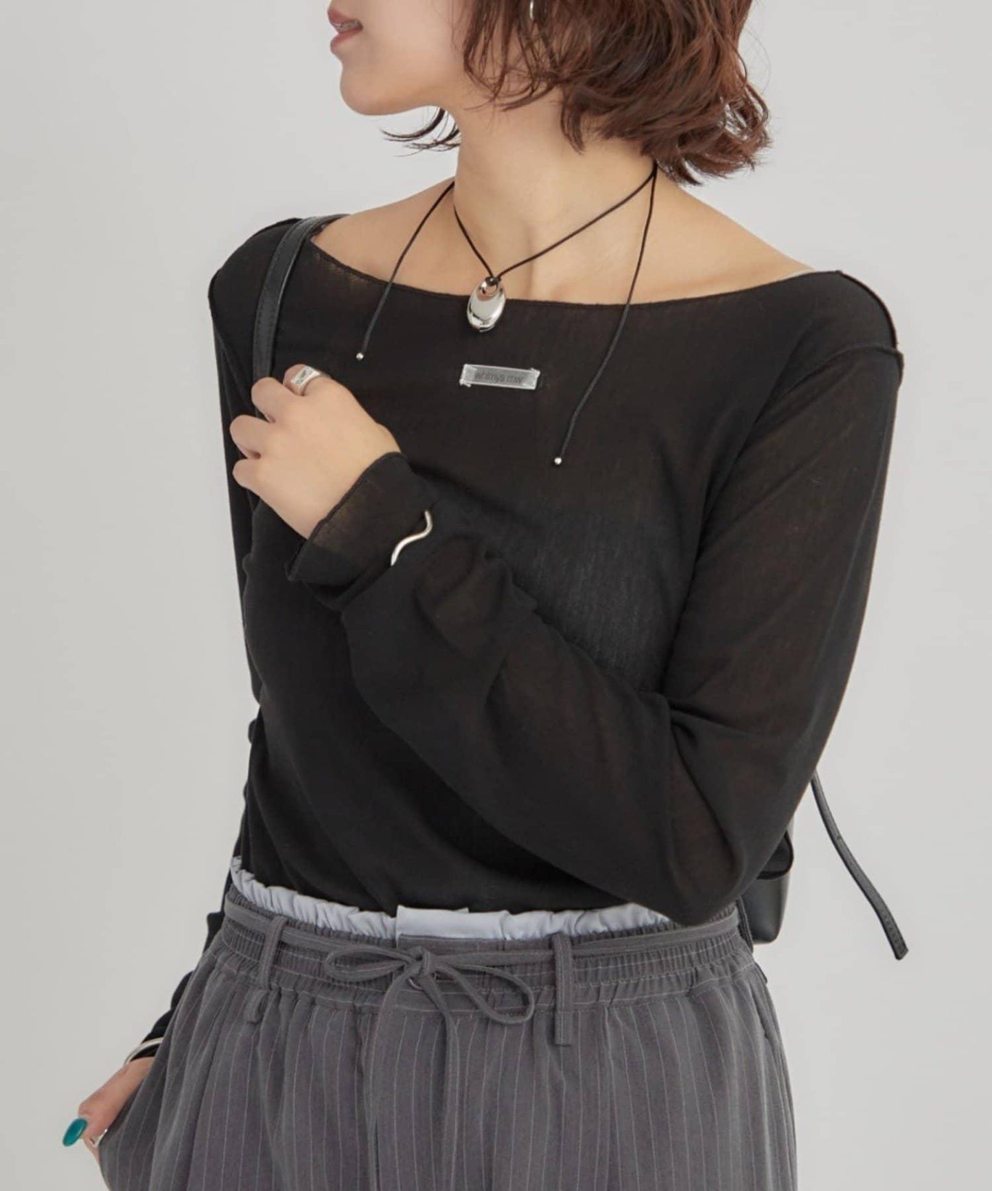 2way薄紗長袖T恤