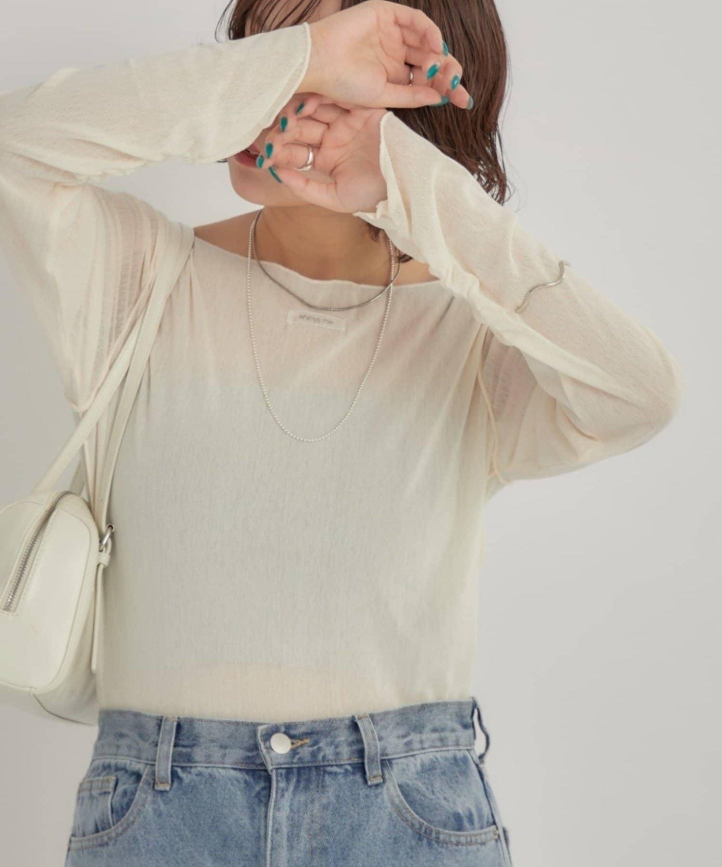 2way薄紗長袖T恤