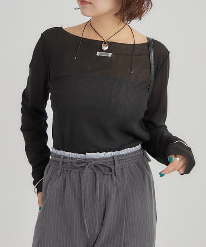 2way薄紗長袖T恤