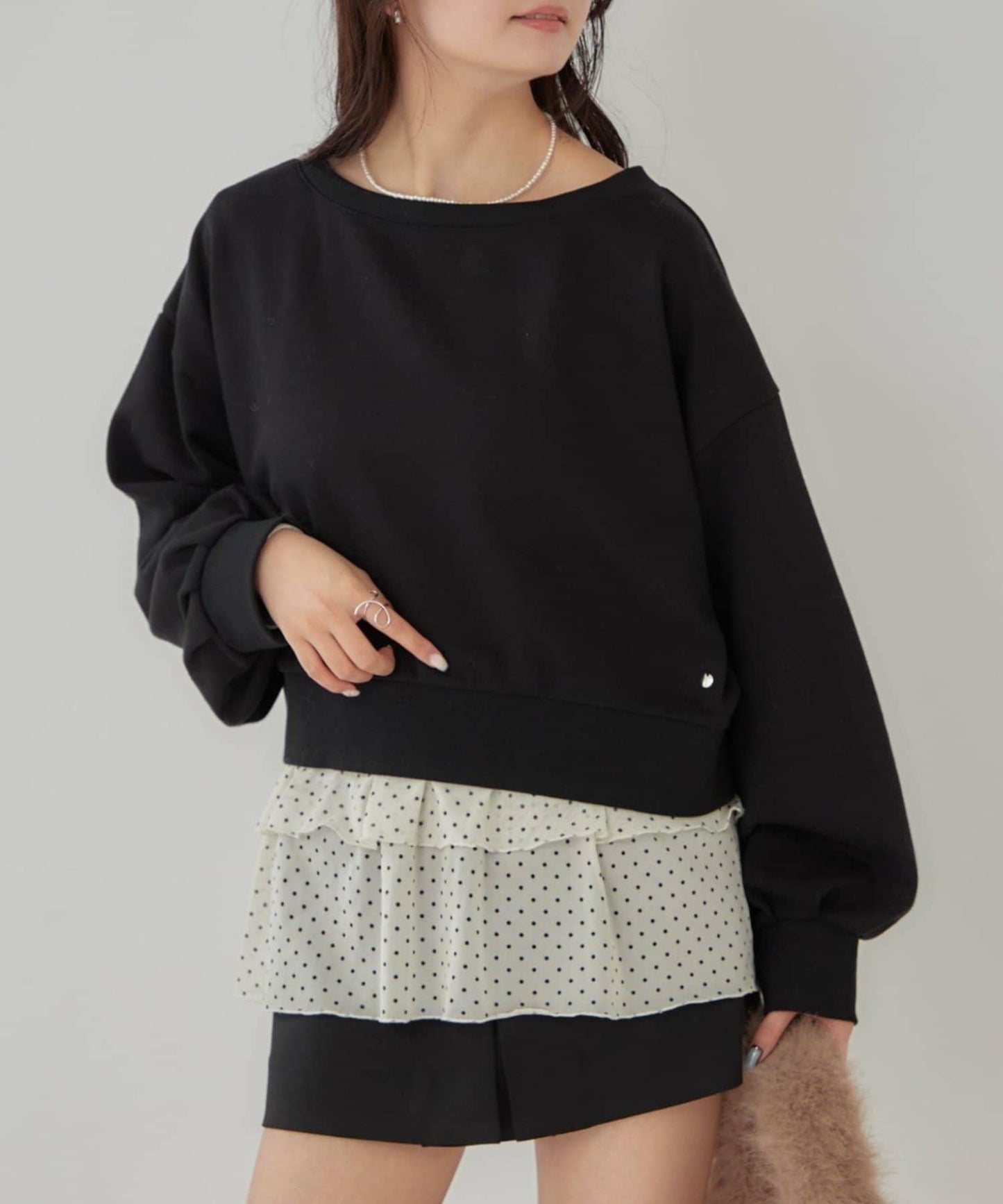 泡泡袖短款衛衣