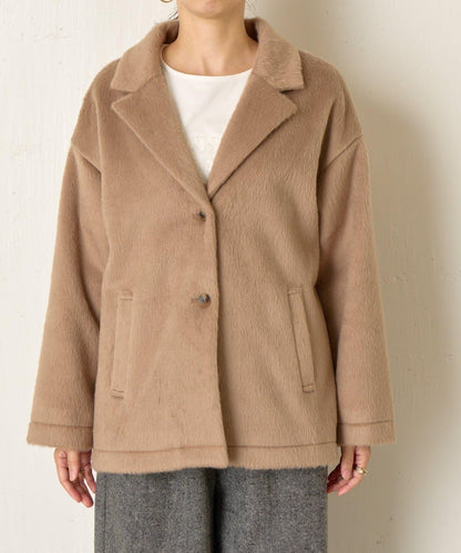 西裝領長毛呢大衣