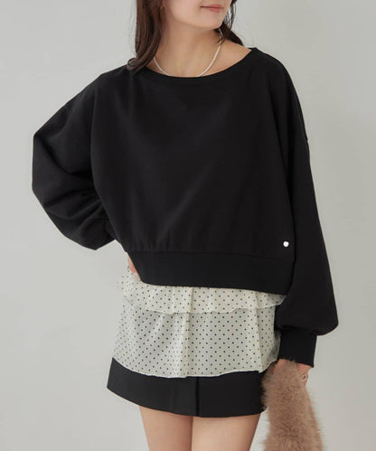 泡泡袖短款衛衣