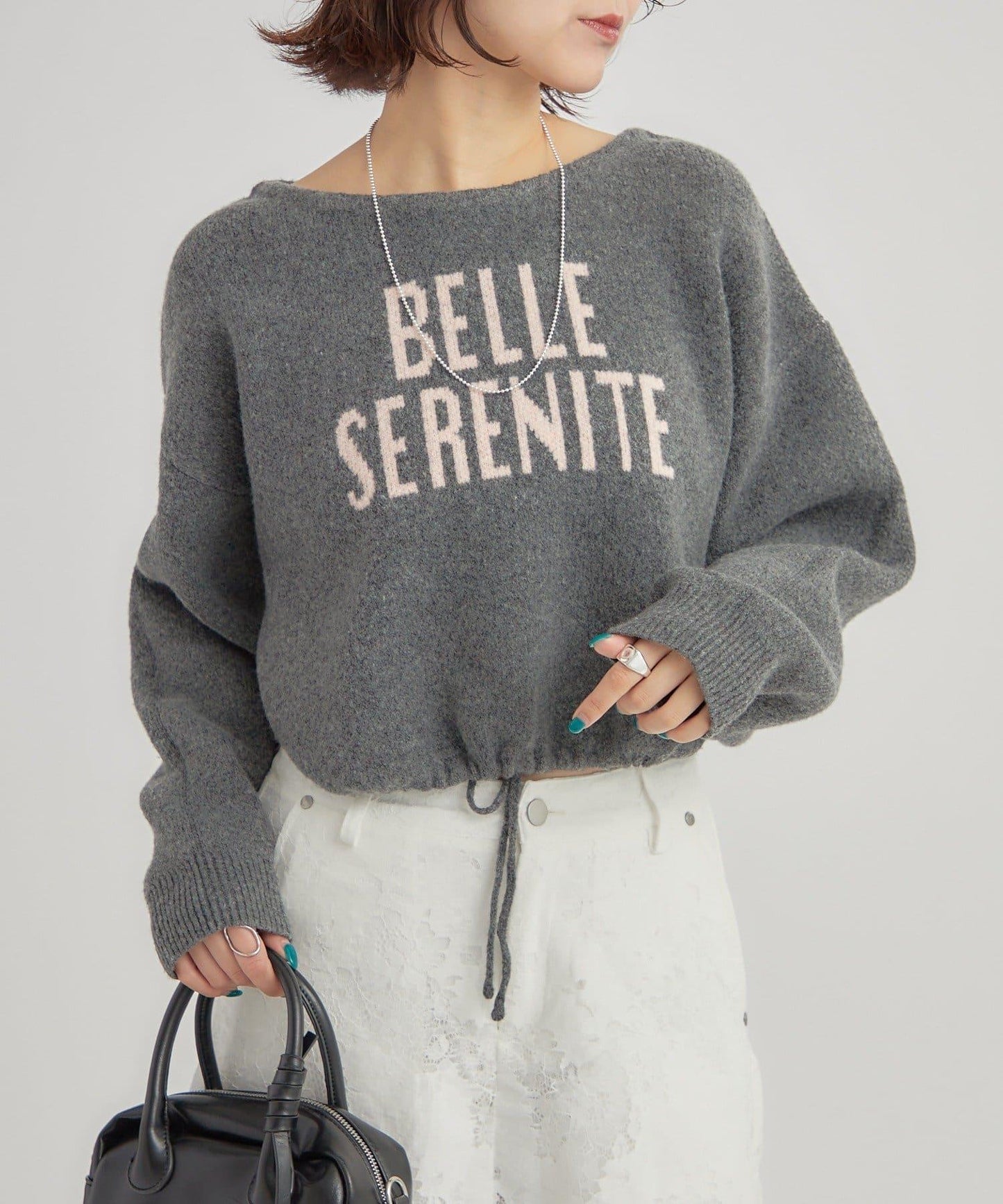 大LOGO抽繩針織衫