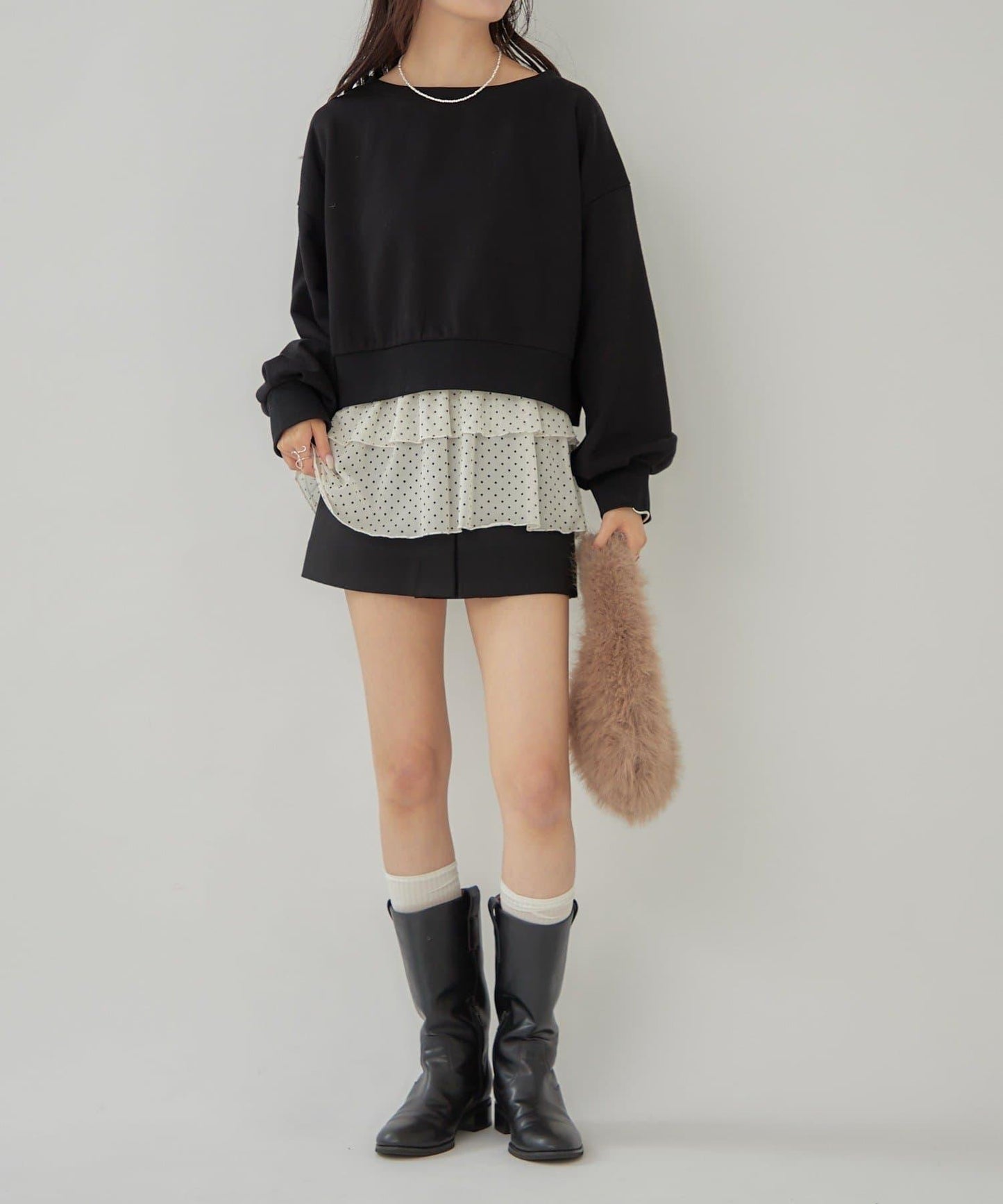 泡泡袖短款衛衣