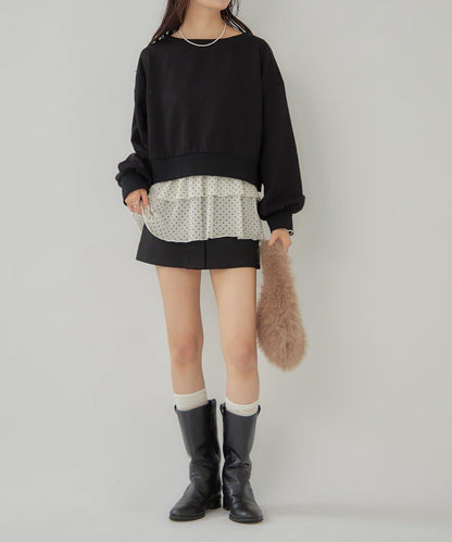 泡泡袖短款衛衣