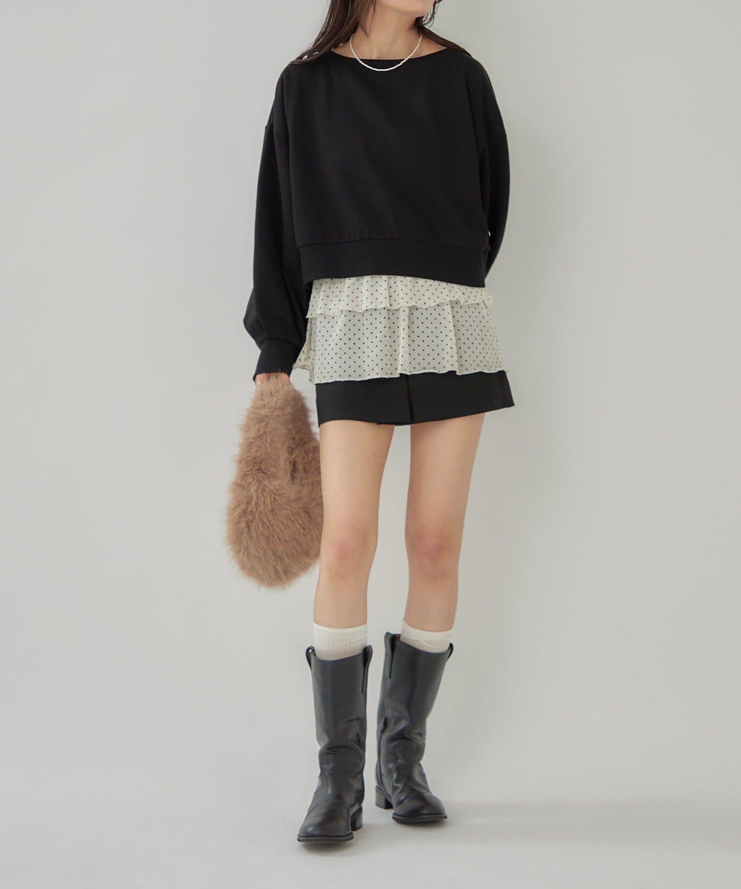 泡泡袖短款衛衣