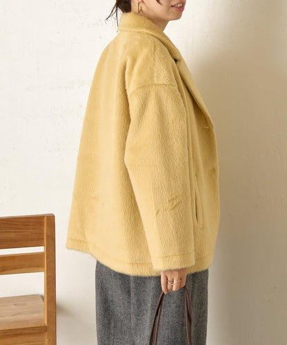 西裝領長毛呢大衣