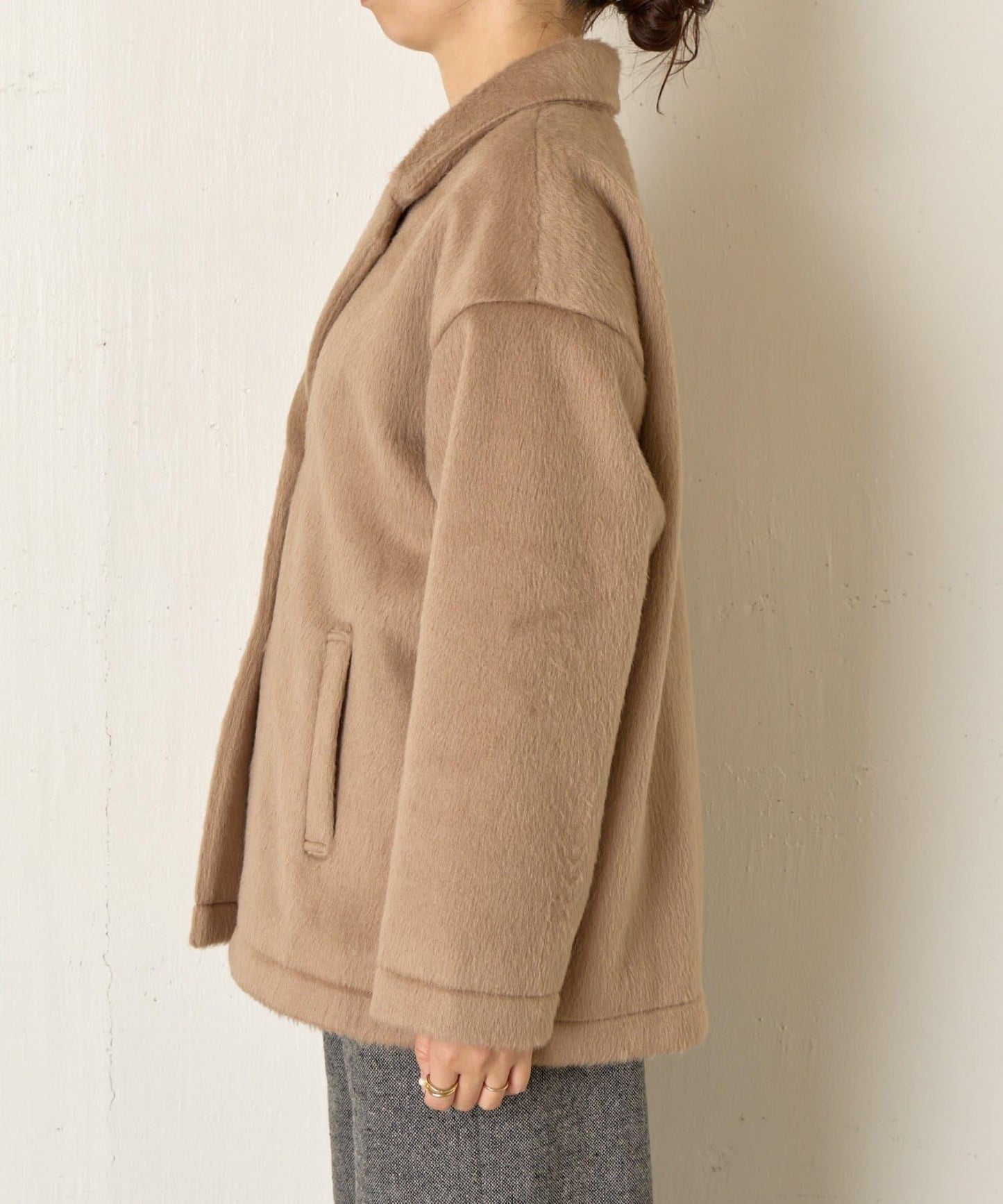 西裝領長毛呢大衣