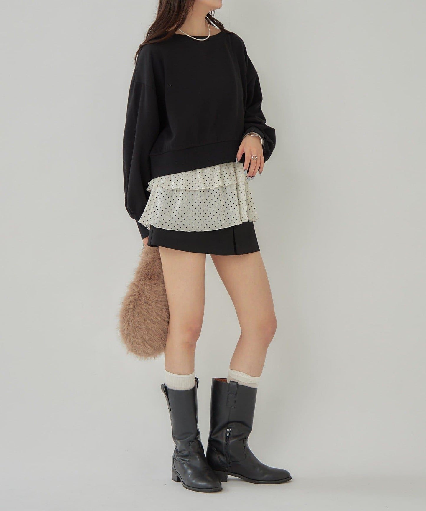 泡泡袖短款衛衣