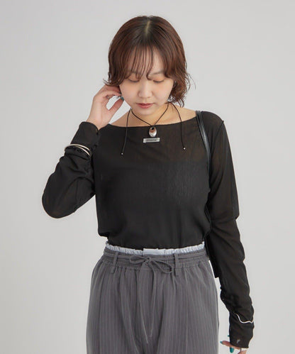 2way薄紗長袖T恤