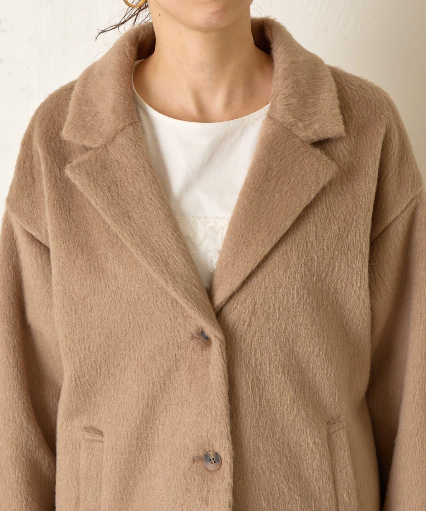 西裝領長毛呢大衣