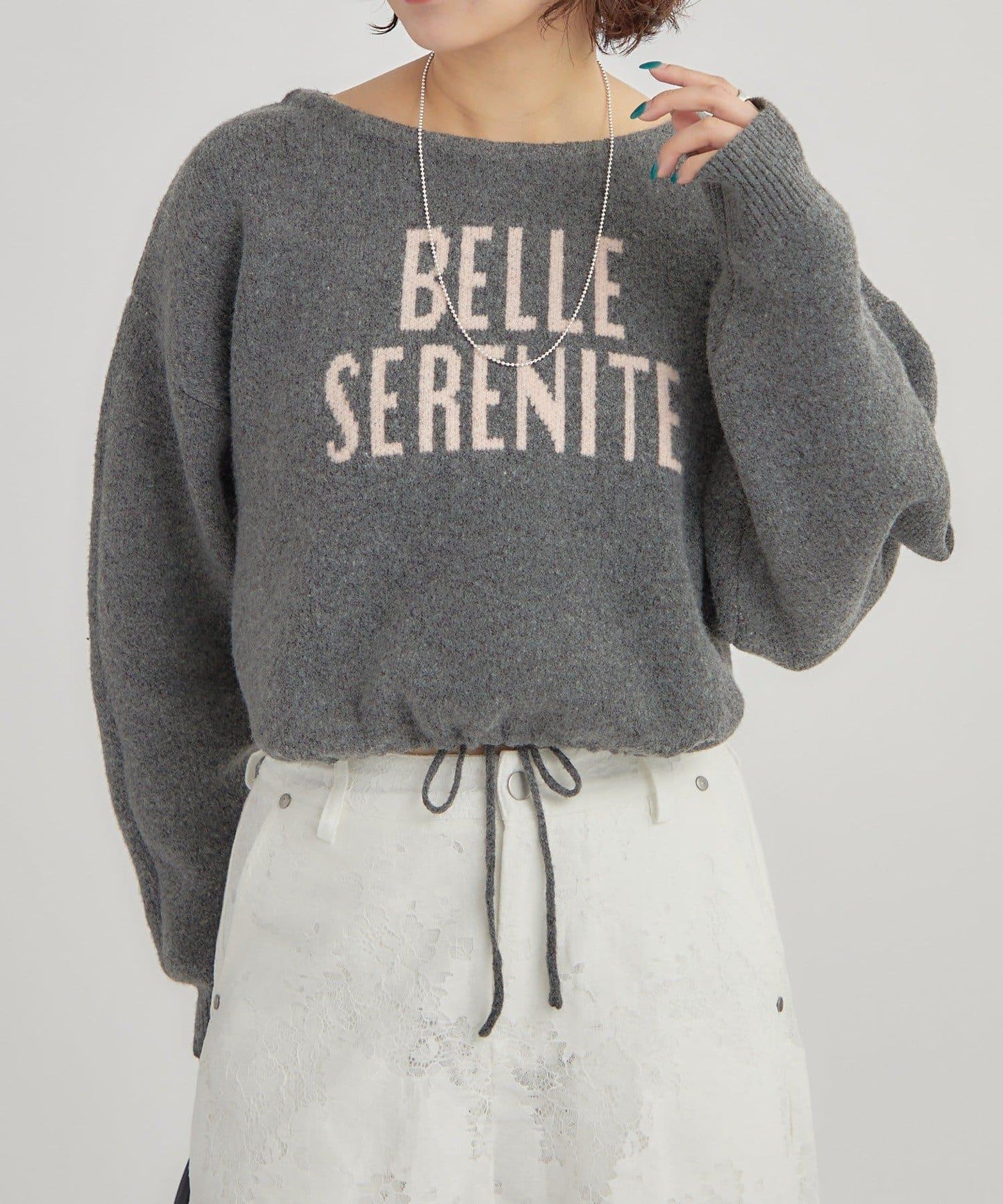 大LOGO抽繩針織衫